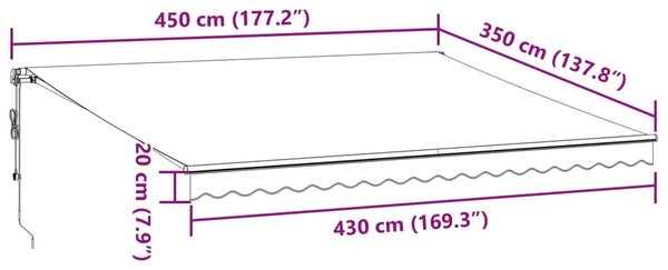 Tenda na automatsko uvlačenje s LED svjetlima bordo 450x350 cm - Tamno crvena 450 x 350 cm 1 Tamno crvena