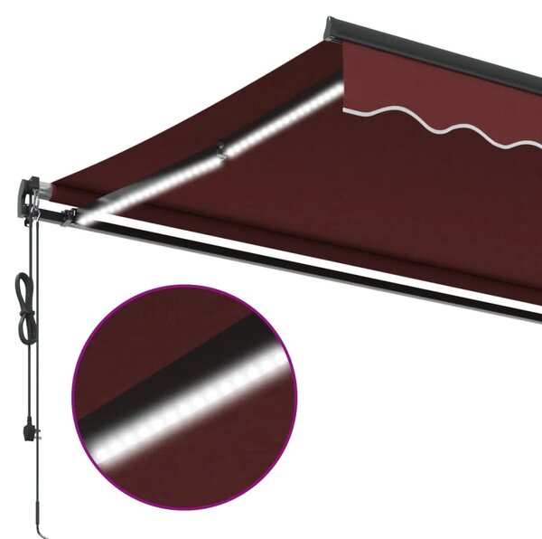 Tenda na automatsko uvlačenje s LED svjetlima bordo 450x350 cm - Tamno crvena 450 x 350 cm 1 Tamno crvena