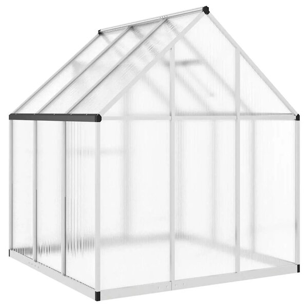 Staklenik s okvirom srebrni 169 x 169 x 195 cm aluminijski - Srebrno 169 x 169 x 195 cm 1 Srebrno