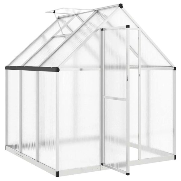 Staklenik s okvirom srebrni 169 x 169 x 195 cm aluminijski - Srebrno 169 x 169 x 195 cm 1 Srebrno