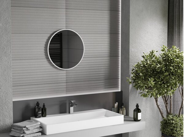 Mexen Loft okruglo kupaonsko ogledalo 50 cm, bijeli okvir - 9850-050-050-000-20