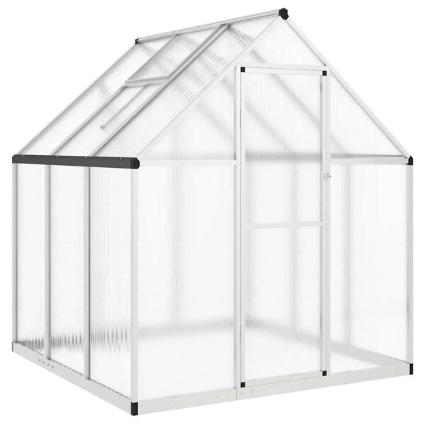 Staklenik s okvirom srebrni 169 x 169 x 195 cm aluminijski - Srebrno 169 x 169 x 195 cm 1 Srebrno