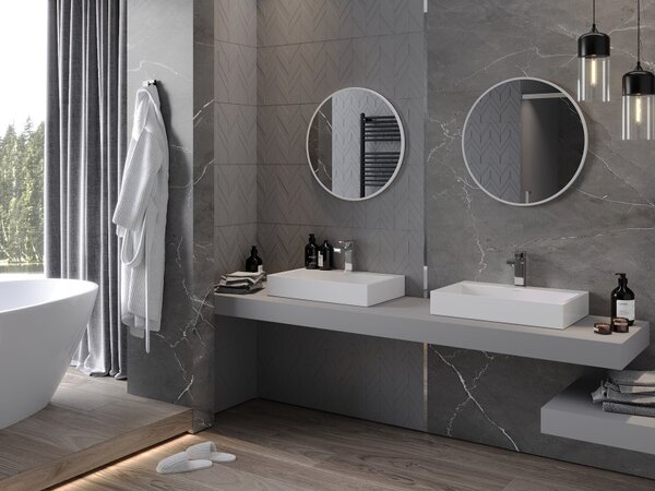 Mexen Loft okruglo kupaonsko ogledalo 60 cm, bijeli okvir - 9850-060-060-000-20