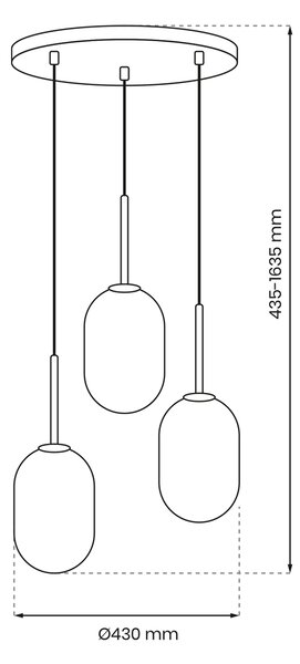 ALIAS BLACK viseća lampa 3xE14 krug