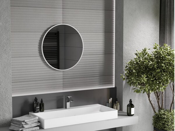 Mexen Loft okruglo kupaonsko ogledalo 60 cm, bijeli okvir - 9850-060-060-000-20