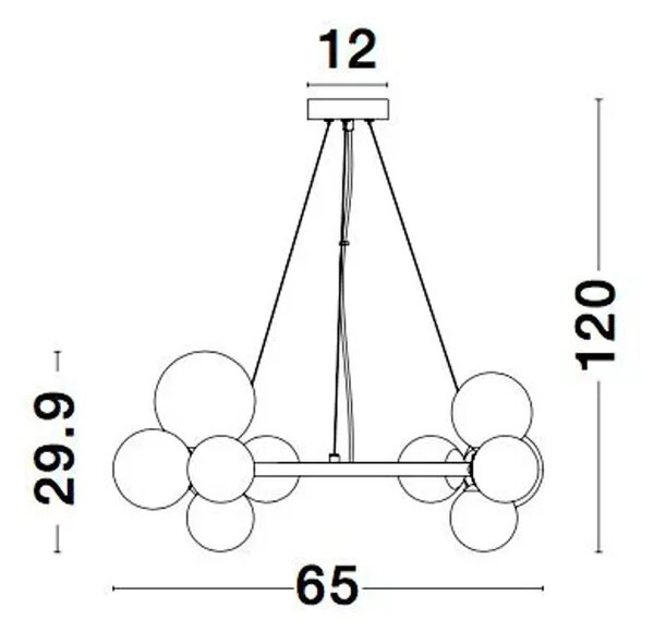 ODILLIA VISILICA 11×G9/230V fi65 CRNO/TRANSPARENTNA NL9009249
