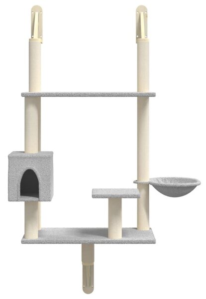Zidna Penjalica za mačke - Kuća za mačke - Grebalica sa stupom za grebanje siva 153 cm - Svjetlosiva Svjetlosiva