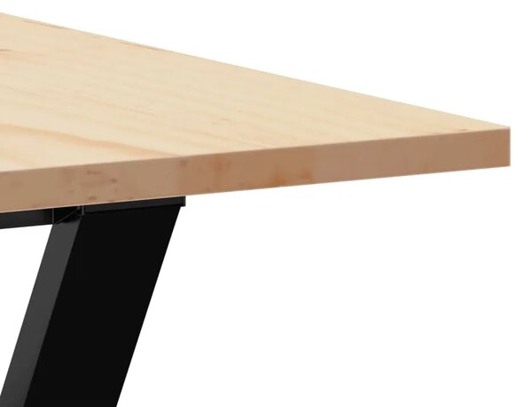 Blagovaonski stol Y-oblika 200x100x75 cm od borovine i čelik - 200 x 100 x 75 cm 1 Oblik slova Y y-okvir