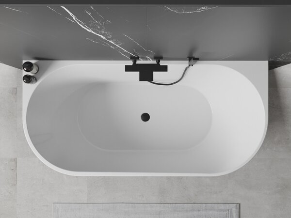 Mexen Oval slobodno stojeća ovalna kada 180 x 80 cm, bijela, crni preljev - 52671808000-70