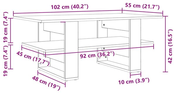 Stolić za kavu bijeli 102 x 55 x 42 cm od konstruiranog drva - Bijela 1 Bijela