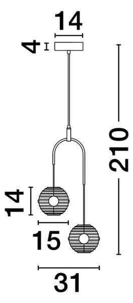 LAS VISILICA LED/3000K/20W/2527Lm/CRNA & ZLATNA & SIVA NL9009138