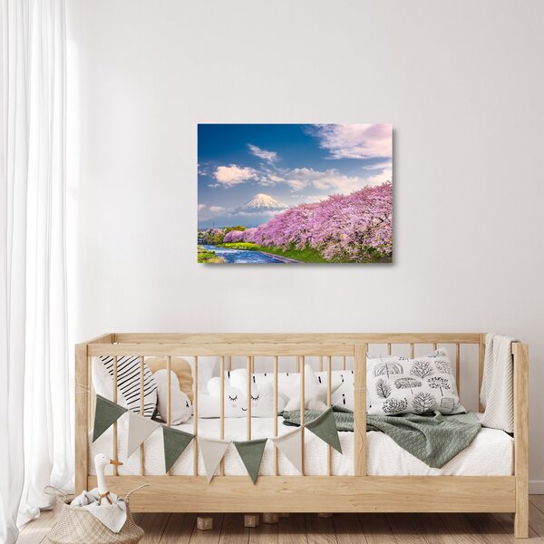Staklena slika - Japanski proljetni krajolik (70x50 cm)
