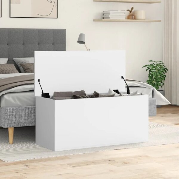 Kutija za pohranu bijela 100x42x46 cm od konstruiranog drva - Bijela 100 x 42 x 46 cm 1 Bijela