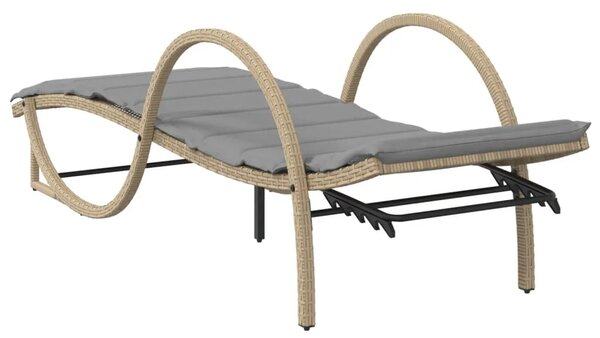 Ležaljka za sunčanje s jastukom bež 60x199x42 cm poliratan - Bež 1 Bež 1