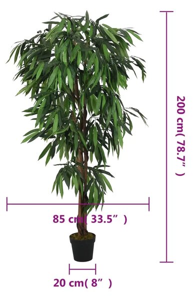 Umjetno stablo manga 1050 listova 200 cm zeleno - 200 cm 1 200 cm
