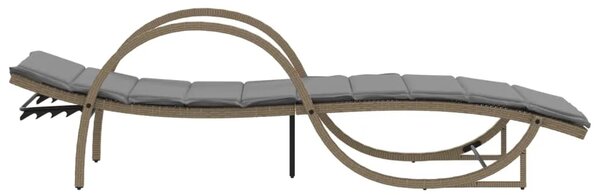 Ležaljka za sunčanje s jastukom bež 60x199x42 cm poliratan - Bež 1 Bež 1