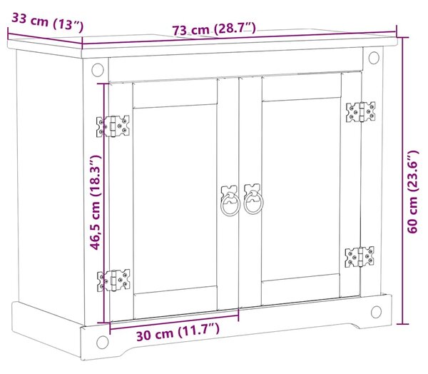 Kupaonski ormarić za Lavabo - Umivaonik Corona 73x33x60 cm od borovine - Medeni vosak 1 Medeni vosak