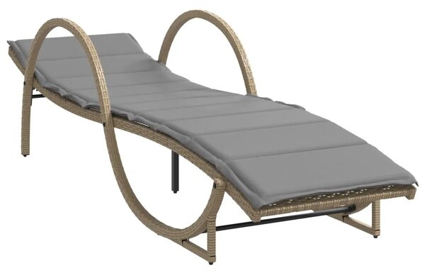 Ležaljka za sunčanje s jastukom bež 60x199x42 cm poliratan - Bež 1 Bež 1