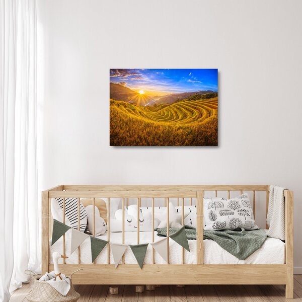 Staklena slika - Rižine terase u Vijetnamu (70x50 cm)