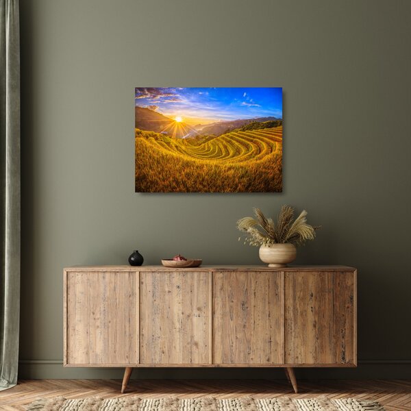 Staklena slika - Rižine terase u Vijetnamu (70x50 cm)