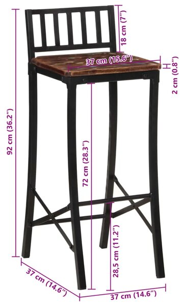 Barske stolice 2 kom od masivnog obnovljenog drva - 2 solid wood reclaimed 2 solid wood reclaimed