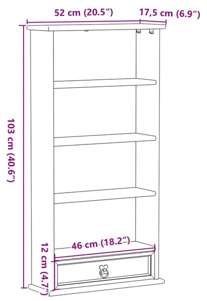 CD stalak – Ormarić za CD-ove Corona 52 x 17 5 x 103 cm od masivne borovine - Medeni vosak 1 Medeni vosak