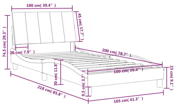 Krevet s madracem Hanko crni 100x200 cm baršunasti - Crna 100 x 200 cm Crna 100 x 200 cm