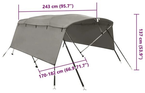 Tenda bimini s 4 luka i bočnim stijenkama 243x(170-182)x137 cm - antracit siva 243 x (170-182) x 137 cm 1 bez mrežice