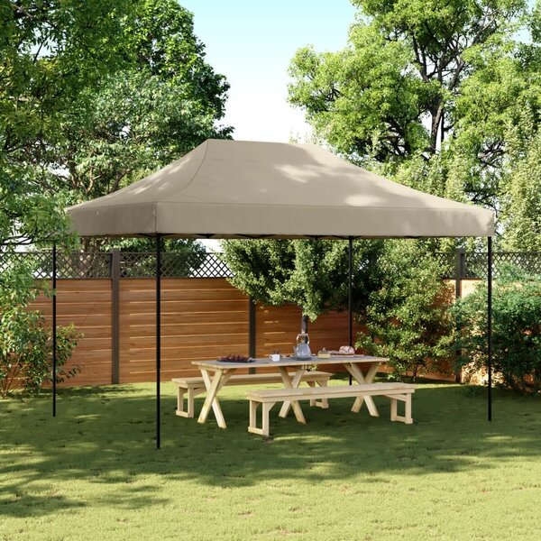 Sklopivi prigodni šator za svadbe - šator za zabave smeđesivi 410 x 279 x 315 cm - Sivo-smeđa 1 Bez bočnog zida Ne