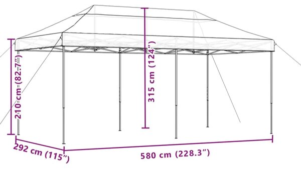 Sklopivi prigodni šator za svadbe - šator za zabave bordo 580x292x315 cm - Tamno crvena 1 Bez bočnog zida Ne