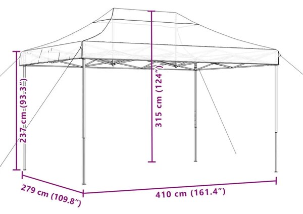 Sklopivi prigodni šator za svadbe - šator za zabave smeđesivi 410 x 279 x 315 cm - Sivo-smeđa 1 Bez bočnog zida Ne