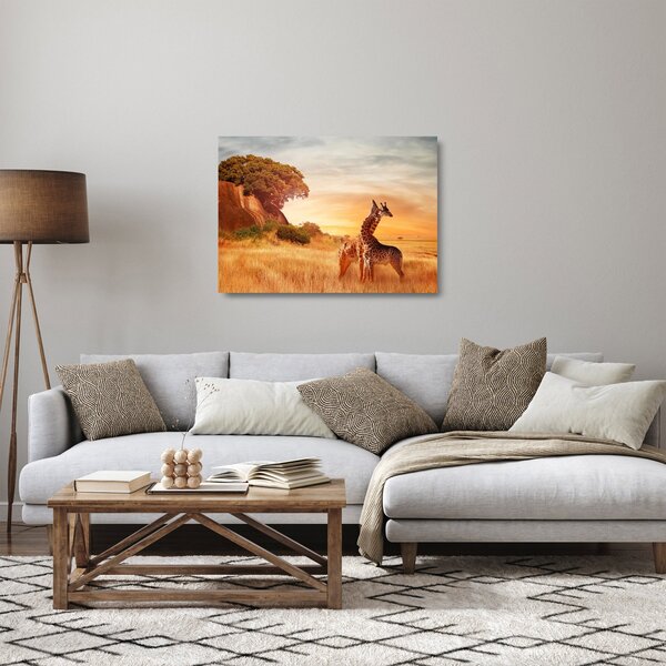 Staklena slika - Žirafe u Africi (70x50 cm)