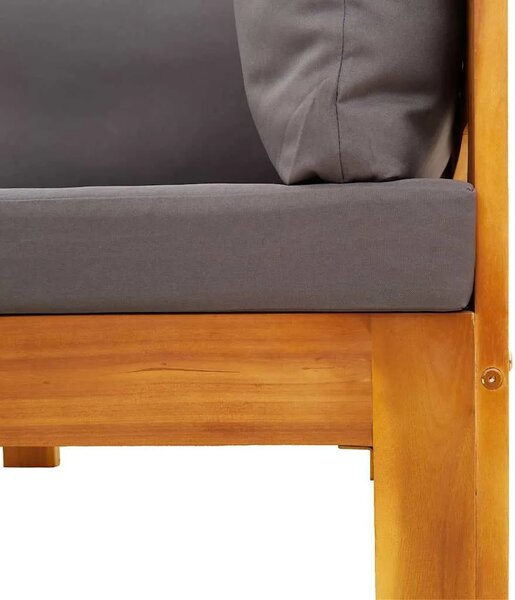 Kutna vrtna sofa s jastucima od masivnog drva bagrema - Tamno siva 1 kutna sofa Tamno siva