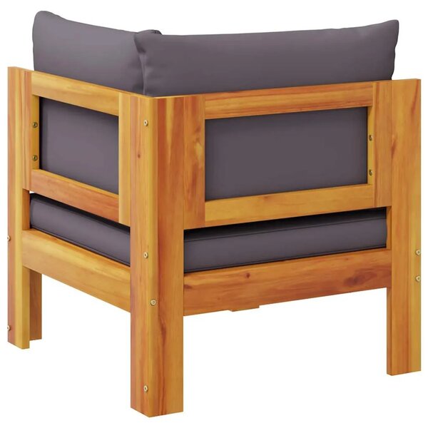 Kutna vrtna sofa s jastucima od masivnog drva bagrema - Tamno siva 1 kutna sofa Tamno siva