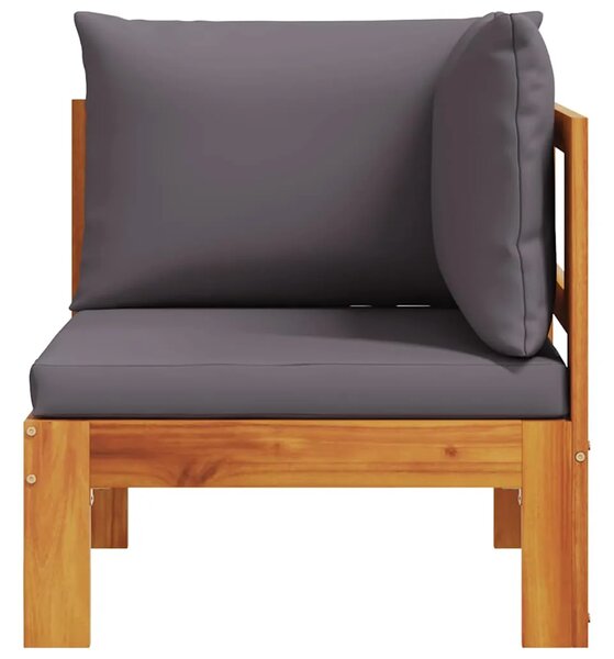 Kutna vrtna sofa s jastucima od masivnog drva bagrema - Tamno siva 1 kutna sofa Tamno siva