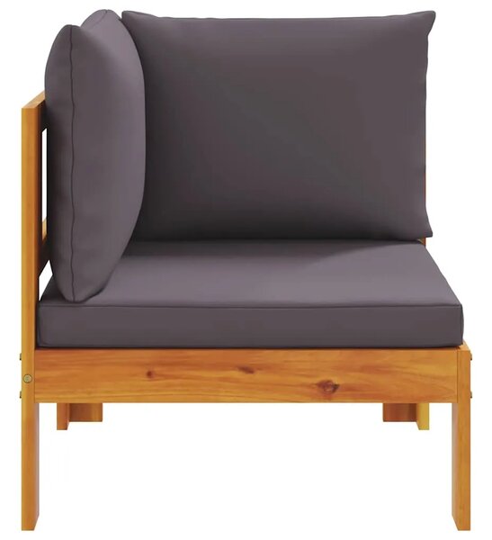 Kutna vrtna sofa s jastucima od masivnog drva bagrema - Tamno siva 1 kutna sofa Tamno siva