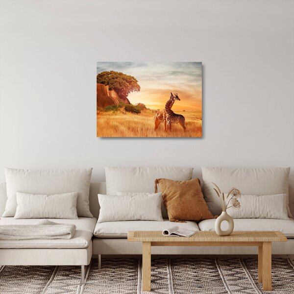 Staklena slika - Žirafe u Africi (70x50 cm)