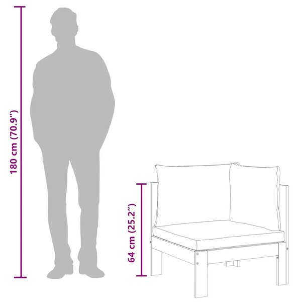 Kutna vrtna sofa s jastucima od masivnog drva bagrema - Tamno siva 1 kutna sofa Tamno siva