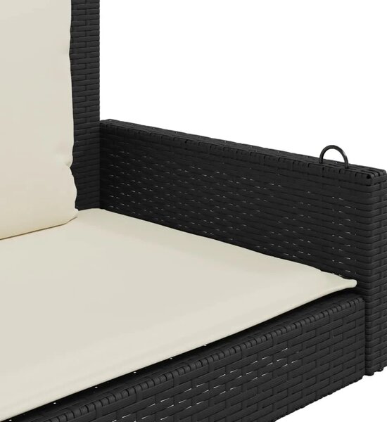 Klupa za ljuljanje s jastucima crna 119x56x48 cm poli ratan - Crna 1 Da 1