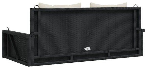 Klupa za ljuljanje s jastucima crna 119x56x48 cm poli ratan - Crna 1 Da 1