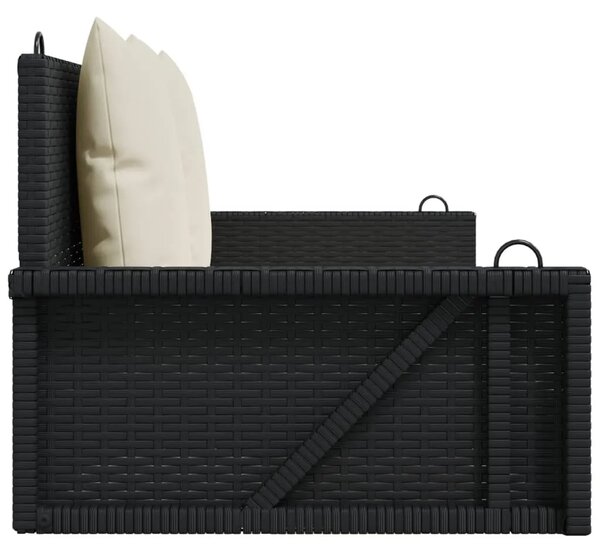 Klupa za ljuljanje s jastucima crna 119x56x48 cm poli ratan - Crna 1 Da 1