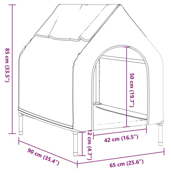Kućica za pse svjetlosiva od tkanine Oxford i čelika - 90 x 65 x 85 cm 90 x 65 x 85 cm Svjetlosiva