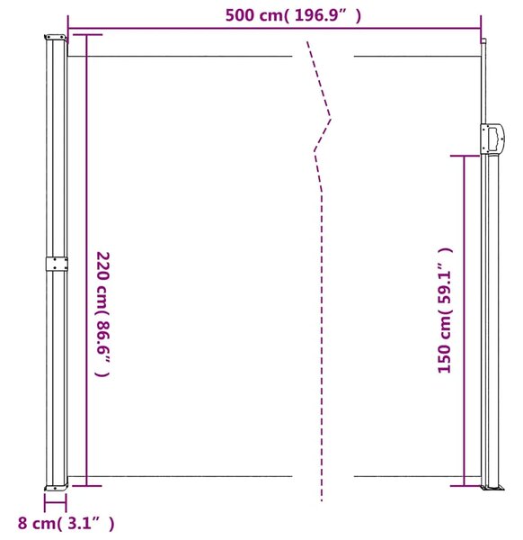 Bočna tenda na uvlačenje bijela 220 x 500 cm - Bijela 220 x 500 cm 1 Bijela