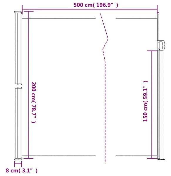 Bočna tenda na uvlačenje smeđesiva 200 x 500 cm - Sivo-smeđa 200 x 500 cm 1 Sivo-smeđa