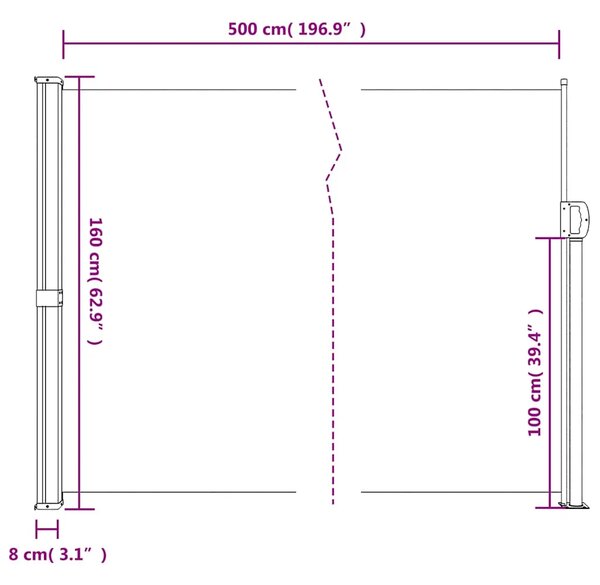 Bočna tenda na uvlačenje bež 160 x 500 cm - Bež 160 x 500 cm 1 Bež