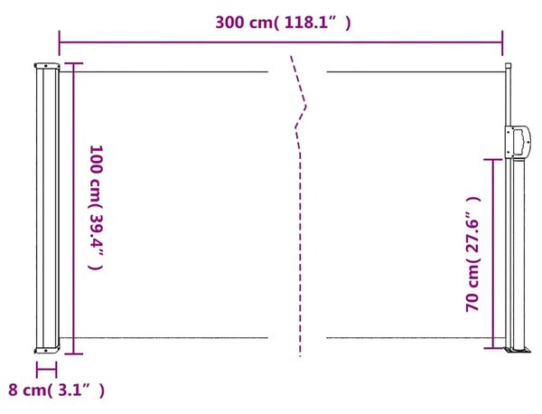 Bočna tenda na uvlačenje bijela 100 x 300 cm - Bijela 100 x 300 cm 1 Bijela