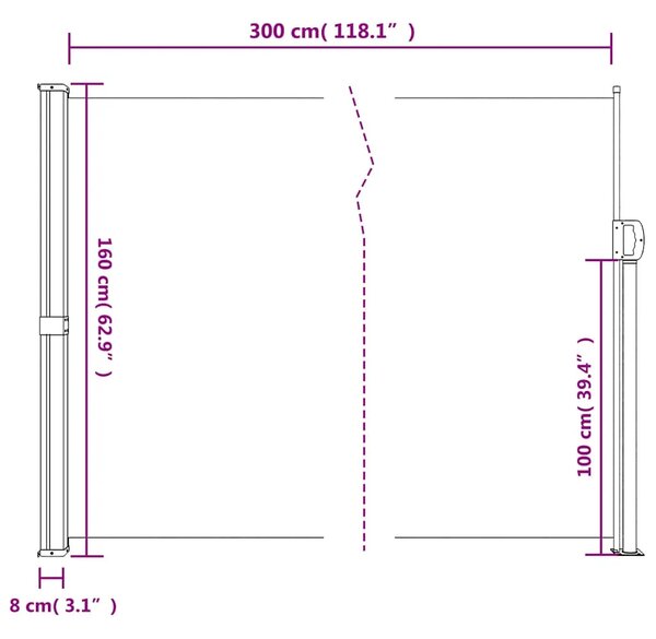 Bočna tenda na uvlačenje bijela 160 x 300 cm - Bijela 160 x 300 cm 1 Bijela