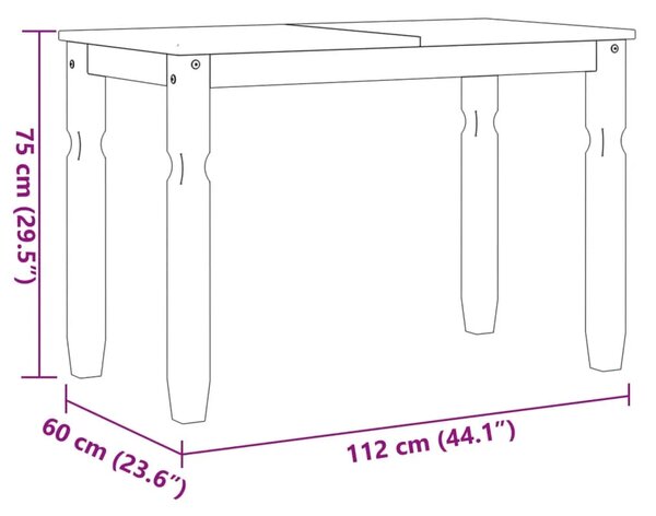 Blagovaonski stol Corona bijeli 112x60x75cm od masivne borovine - Bijela 1 117 cm Bijela