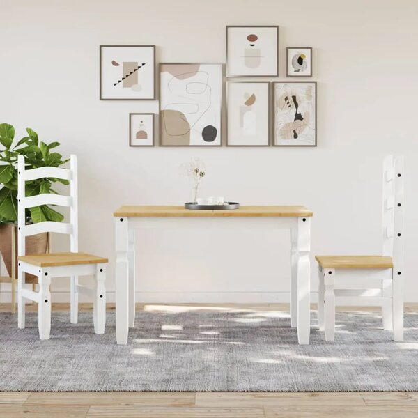 Blagovaonski stol Corona bijeli 112x60x75cm od masivne borovine - Bijela 1 117 cm Bijela