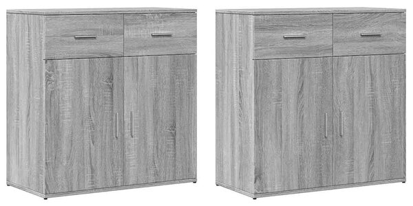 Komoda 2 kom boja hrasta sonome 79x38x80 cm konstruiranog drva - Sivi hrast sonoma 1 Sivi hrast sonoma